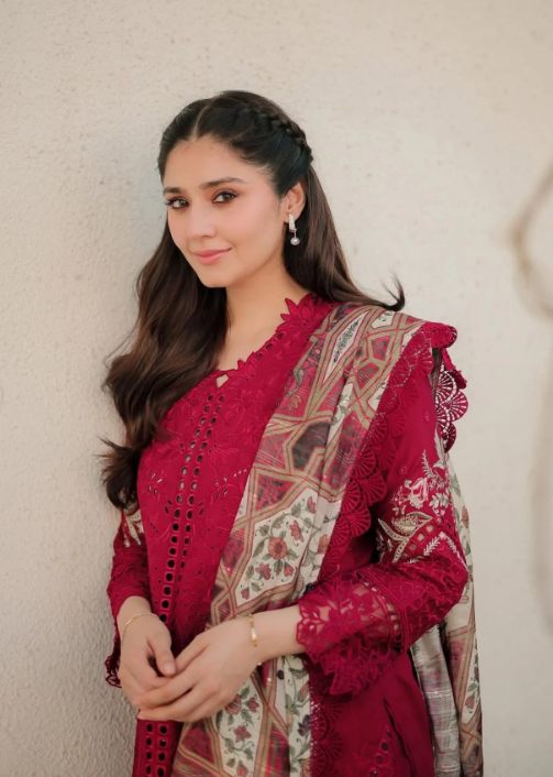 Symphony by Neeshay Embroidered Lawn Suits Unstitched 3 Piece NSH25S Scarlet - Summer Collection