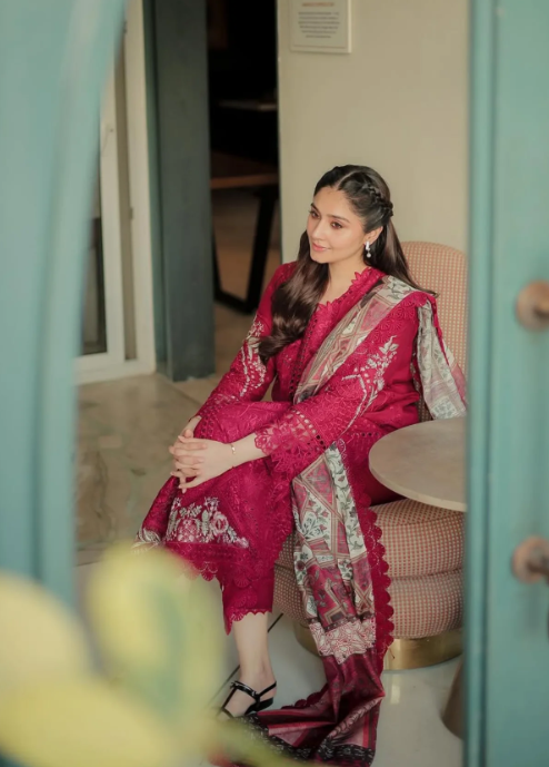 Symphony by Neeshay Embroidered Lawn Suits Unstitched 3 Piece NSH25S Scarlet - Summer Collection